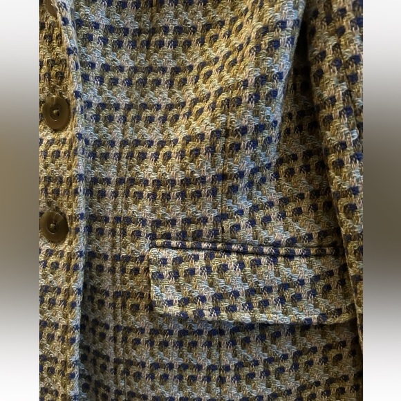 Talbots Women’s Classic Fitted Blazer Woven Wool Blend Tweed Olive Size 4 - Picture 9 of 11